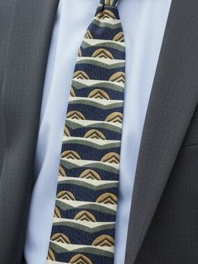 Vintage Bolgheri Classic Navy Gold Patterned Mens Tie 57" Business Wedding Prom